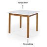 Kit Mesa de Jantar 80x80 com 4 Cadeiras Banco Estofado Elisa - Branco/branco - 4