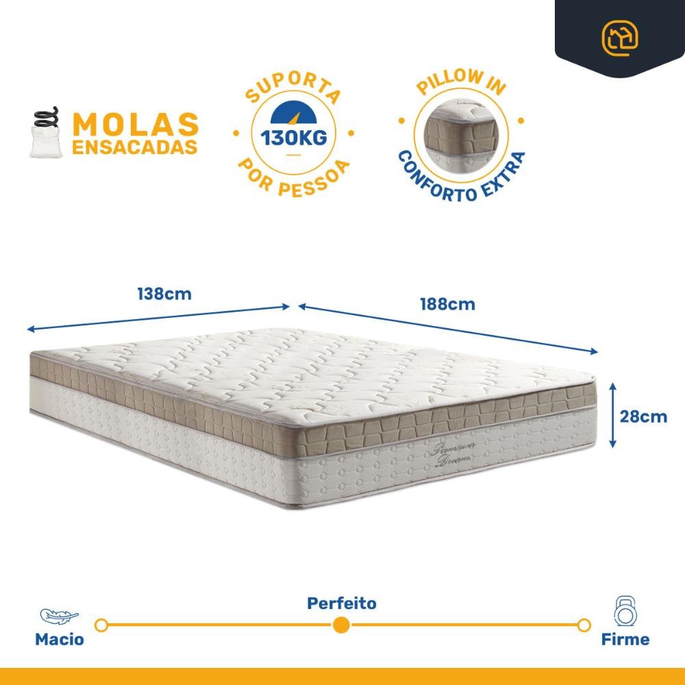 Cama Box Baú com Colchão de Molas Ensacadas Pillow In Anjos Premium Dream Casal 138cm - 3