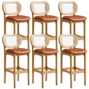 Ver imagem 1 de Kit 06 Banquetas Altas Para Cozinha Bancada Sala Tela Betta Fixa L02 Couríssimo Camel - Lyam Decor