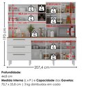 Ver imagem 3 de Kit Cozinha 7 Portas 3 Gavetas 208 cm Atria Branco Absoluto Zanz