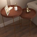 Ver imagem 5 de Mesa de Canto Lateral Decorativa Industrial Sala de Estar Sintético Whisky P06 Daisy - Lyam Lyam Dec