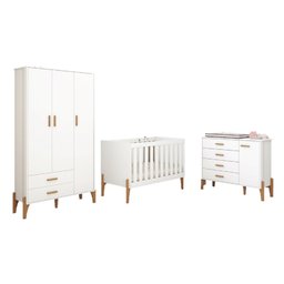 Conjunto Quarto Infantil Completo Iris 100% Mdf-roupeiro-cômoda-berço-moveis Estrela:branco - 2