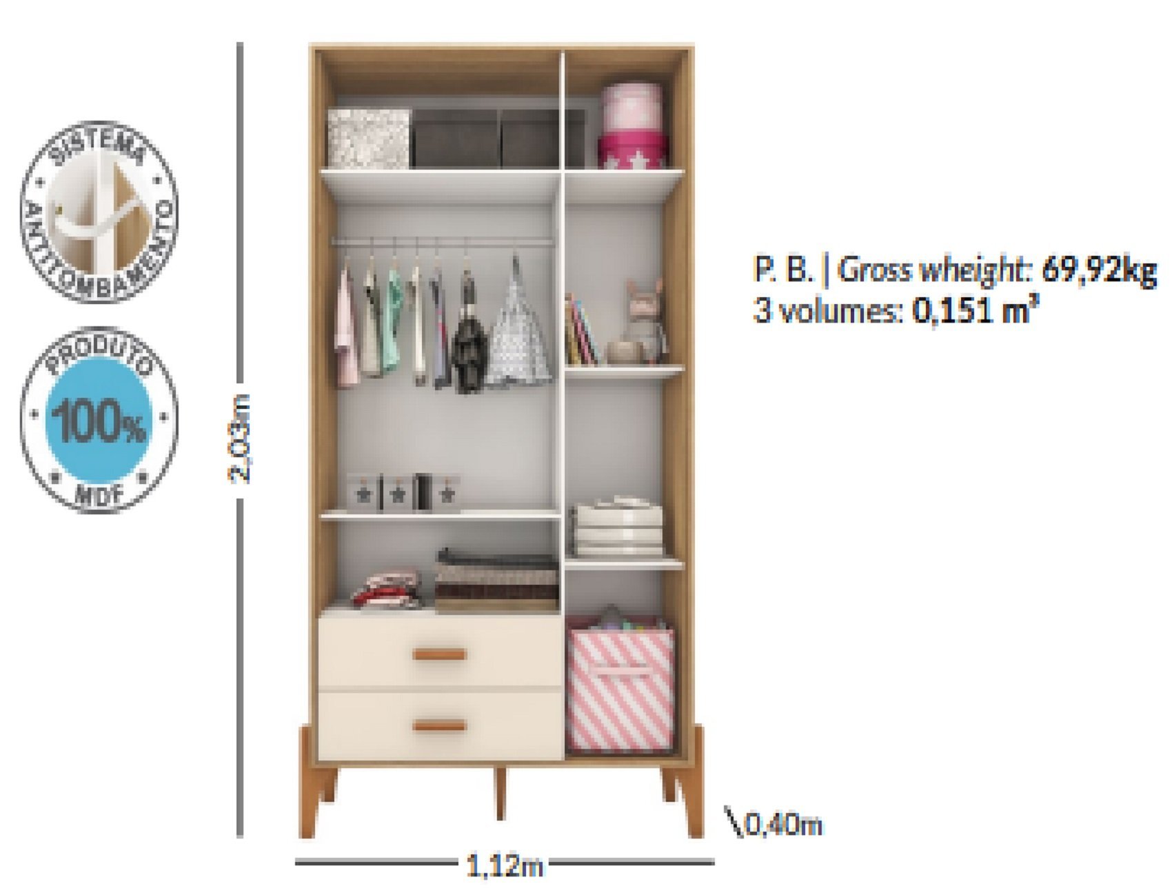 Conjunto Quarto Infantil Completo Iris 100% Mdf-roupeiro-cômoda-berço-moveis Estrela:branco - 7