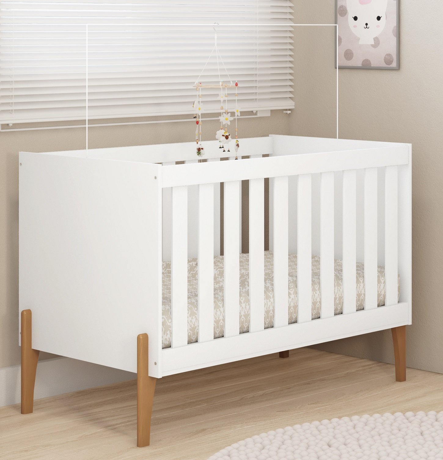 Conjunto Quarto Infantil Completo Iris 100% Mdf-roupeiro-cômoda-berço-moveis Estrela:branco - 3