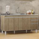 Ver imagem 2 de Balcão de Cozinha com Pia Inox 160cm Arkansas Castanho - Lumil