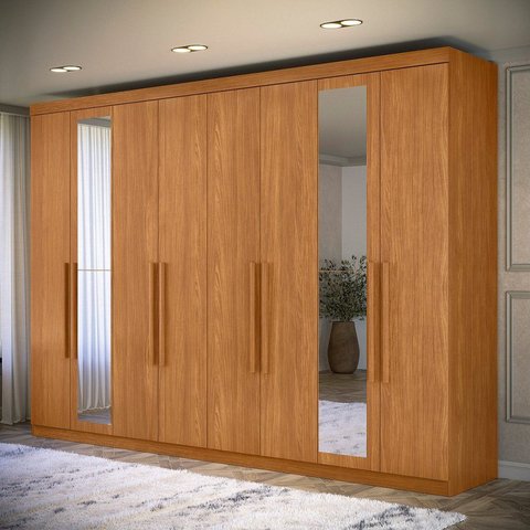 Guarda Roupa Casal 8 Portas 4 Gavetas Master New c/ Espelho Cinamomo