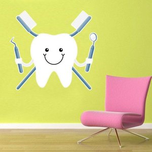 Adesivo de Parede Dente Feliz - P - 35x38cm