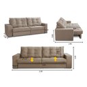 Ver imagem 2 de Sofá Retrátil e Reclinável 2 Lugares 2,30m com Molas Giovana Suede Capuccino Capuccino