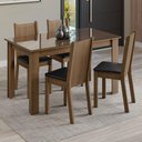Ver imagem 1 de Conjunto Sala de Jantar Mesa Tampo de Vidro 4 Cadeiras Kiara Madesa