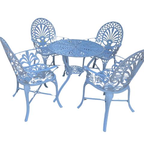 Conjunto de Jardim Modelo Palmeirão Mesa e 4 Cadeiras de Varanda - Branco