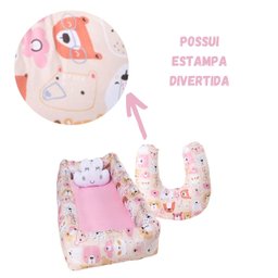 Ninho Redutor com Almofada de Amamentação Bebê Menina Estampado - Ursinha Mel - 4