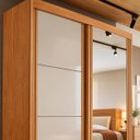 Ver imagem 5 de Guarda Roupa Casal 100% MDF com Espelho Angra Nature/Off White Bianchi