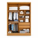 Ver imagem 3 de Guarda Roupa Casal 100% MDF com Espelho Angra Nature/Off White Bianchi