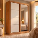 Ver imagem 6 de Guarda Roupa Casal 100% MDF com Espelho Angra Nature/Off White Bianchi