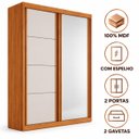 Ver imagem 4 de Guarda Roupa Casal 100% MDF com Espelho Angra Nature/Off White Bianchi