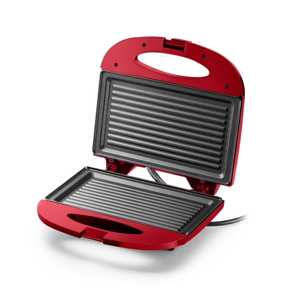 Sanduicheira e Minigrill Chapa Antiaderente Dupla Ondulada 127v-750w Vermelha - Multilaser - CE148OU - 2