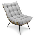 Ver imagem 4 de Kit Poltrona Costela com Puff para Sala Suede Cinza