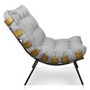 Ver imagem 5 de Kit Poltrona Costela com Puff para Sala Suede Cinza