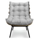 Ver imagem 2 de Kit Poltrona Costela com Puff para Sala Suede Cinza