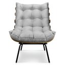 Ver imagem 2 de Kit Poltrona Costela com Puff para Sala Suede Cinza