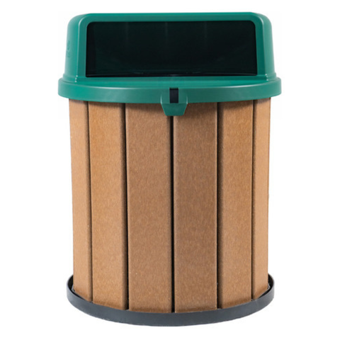 Lixeira Coletora Ecológica Mbs 75L Madeira Plástica Reciclada:Tampa Verde/Marrom Ipê