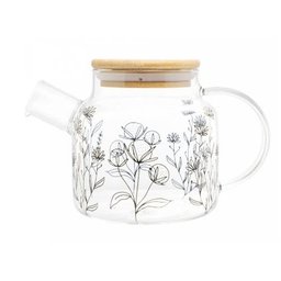Chaleira de Vidro Borossilicato com Tampa de Bambu Flor 600ml - Wolff - 4