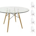 Ver imagem 1 de Conjunto Mesa Eames Eiffel Redonda Vidro 90cm + 4 Cadeiras Eames Dsw Botonê - Branca