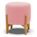 Ver imagem 1 de Puff Stella Suede Rosê Base Madeira Castanho - D'Rossi DRossi