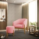 Ver imagem 2 de Puff Stella Suede Rosê Base Madeira Castanho - D'Rossi DRossi