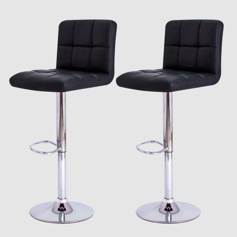 Kit 2 Banqueta Gomos Pretas em Couro Ecológico Cozinha