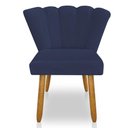 Ver imagem 4 de Kit 02 Cadeiras Poltrona Flor Veludo Azul Marinho Pés Palito Castanho