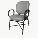 Ver imagem 3 de Cadeira Escritório Ergonômica Cinza Executiva Giga Plus Size Reforçada Fixa Courino Sintético