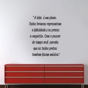 Adesivo de Parede frase A Vida é um piano - P 60x47cm