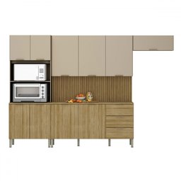 Cozinha Completa Glam 10 Portas 3 Gavetas Ripado 3d Freijo/vanilla - Kits Paraná - 2