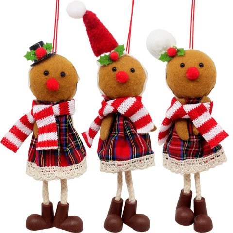 Kit 9 Pendentes Biscoito Xadrez Árvore Natal Decoração 17cm