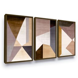Quadros Abstratos Geométrico Minimalista Tons Neutros - 1