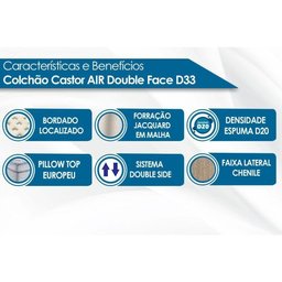 Colchão Solteiro Espuma D33 Black White Air Double Face Euro Pillow (88x188x27) - Castor - 3