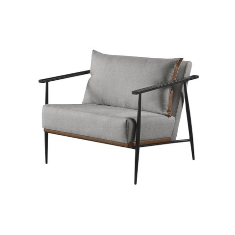 Poltrona Decorativa Linho Cinza Claro Aura