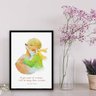 Quadro Pequeno Príncipe Com Raposa Aquarela 45x34cm - com vidro:Madeira preta - 1