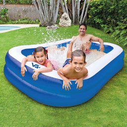 Piscina Inflável Retangular Azul 302 Litros 150 cm Com Bomba e Forro PVC VG+ - 7