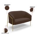 Ver imagem 3 de Sofá 2 Lugares Namoradeira Stella Base Industrial Alta Dourada Suede Marrom D03 - D’Rossi