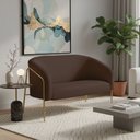 Ver imagem 1 de Sofá 2 Lugares Namoradeira Stella Base Industrial Alta Dourada Suede Marrom D03 - D’Rossi