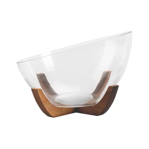 Saladeira de Vidro com Base 22 Cm Mimo Acácia Vd24045