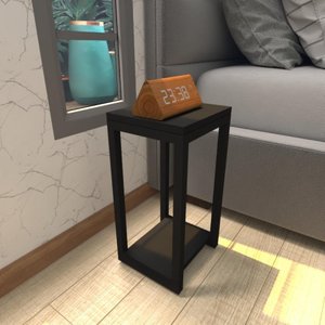 Mesa de Cabeceira Industrial Preta Mdf Canto Quarto Mesas de Cabeceira Mesinha Cabeçeira Cabiceira