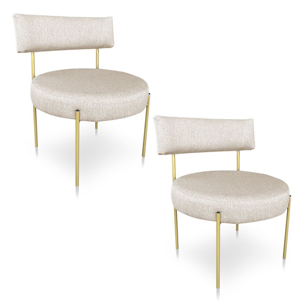 Kit 2 Poltronas Luxo Elora Linho Pés de Ferro Dourado - Pallazio - 2