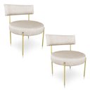 Ver imagem 2 de Kit 2 Poltronas Luxo Elora Linho Pés de Ferro Dourado - Pallazio