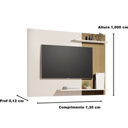 Painel para Tv até 55 Polegadas com Prateleiras 7117 Cor Off White / Ripado - Comprar Moveis em Casa - 3