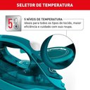 Ver imagem 7 de Ferro a Vapor Arno FUP1 1500W Base Antiaderente Azul-Turquesa 110V