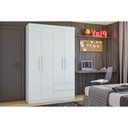 Ver imagem 1 de Guarda Roupa Solteiro 4 Portas e 2 Gavetas Zeus Branco - Lopas
