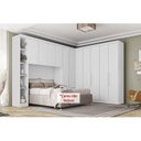 Ver imagem 1 de Quarto Casal Modulado Rizon 6 Peças (1 Armário Ponte + 4 Guarda Roupas + 1 Complemento) QC200 Branco